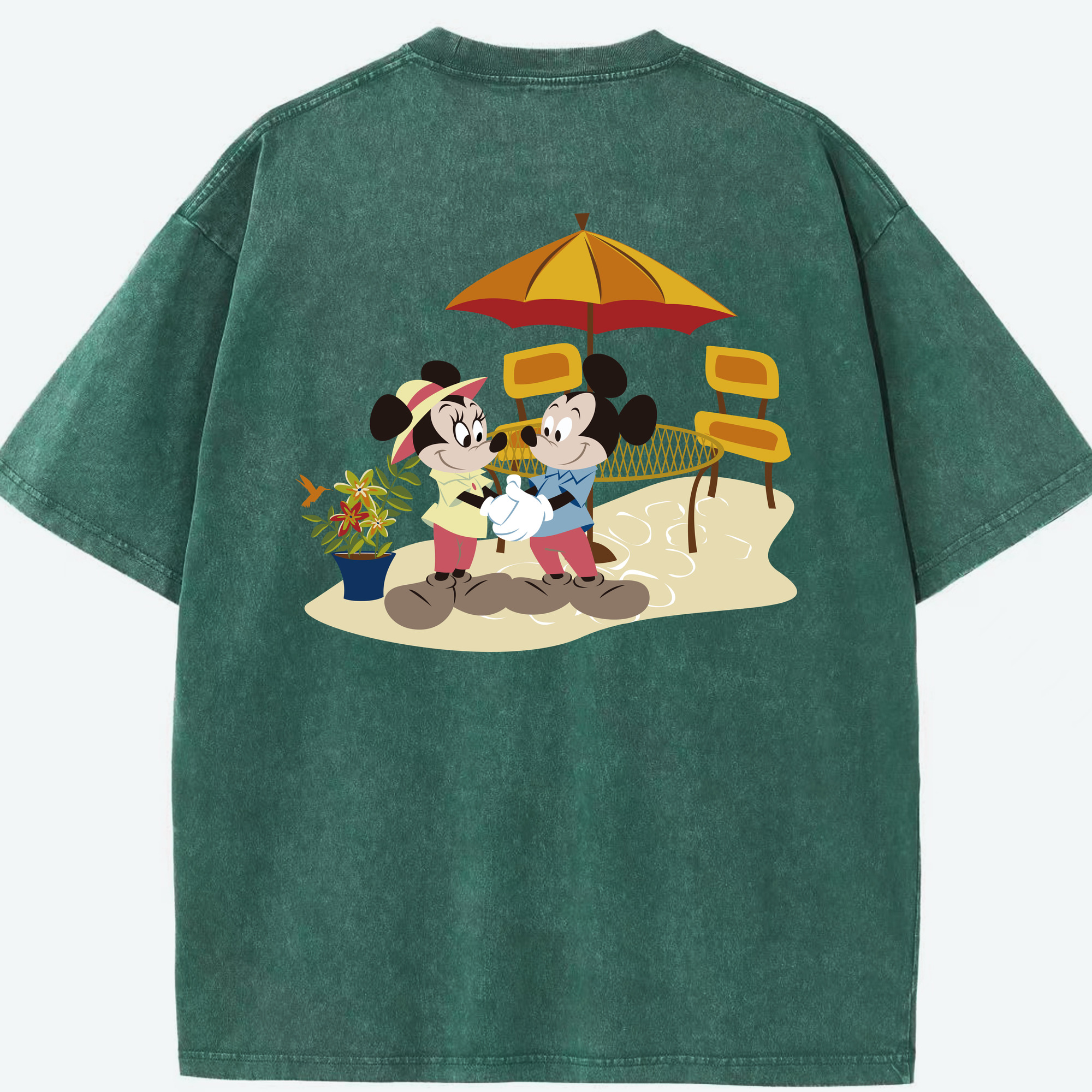 （画像用） ミッキーマウス Mickey Mouse 綿100% ヴィンテージ風 半袖Tシャツ（背面プリント）